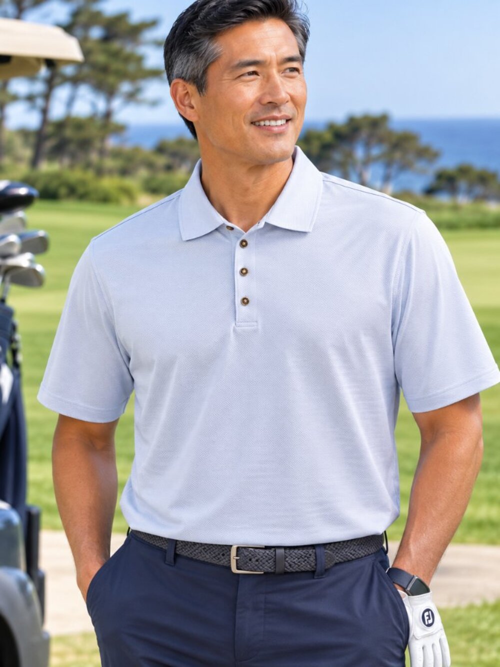 Pebble Beach Performance Large Gray Golf Polo